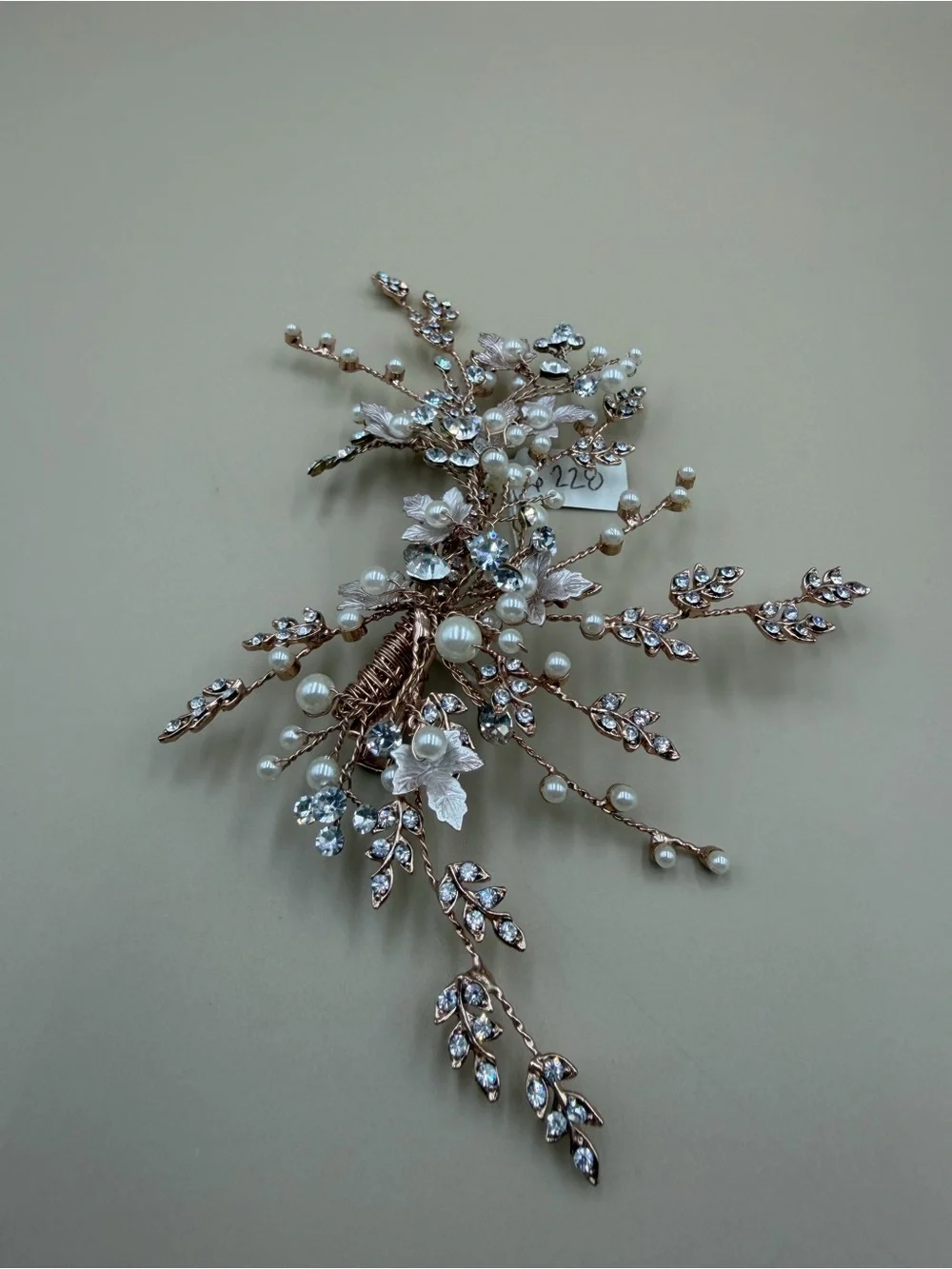 Rose Gold Pearl Crystal Bridal Hair Clip Floral Wedding Barrette NWT